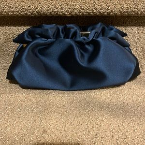 Lafayette 148 New York ruffle satin clutch dark teal